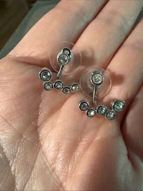 Silpada silver and cubic zirconia stud earrings with removable piece